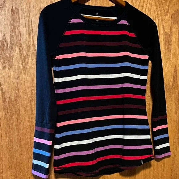 Talbots Black Multicolor Striped Long Sleeve Top - Picture 8 of 14